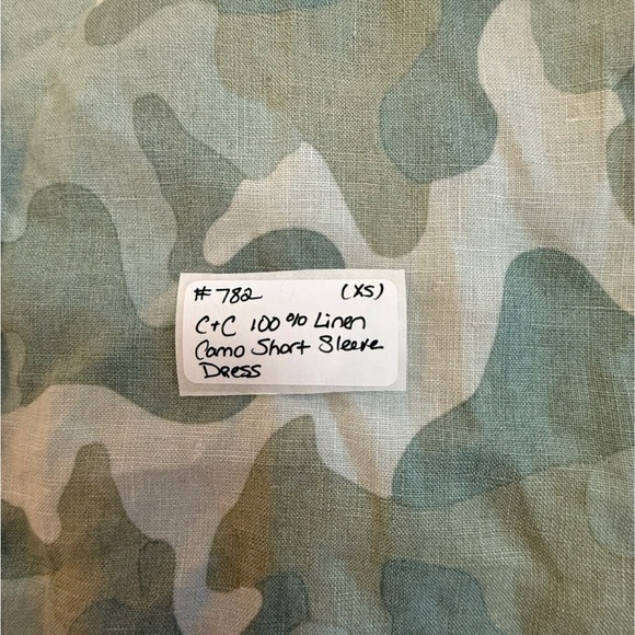 C&C California 100% Linen Green Camouflage Button Down Dress. XS - Picture 4 of 6